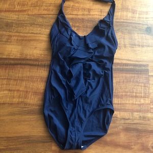 Navy tie back bathing suit